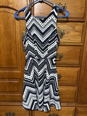 Blue and White Zigzag Knit Dress - XS